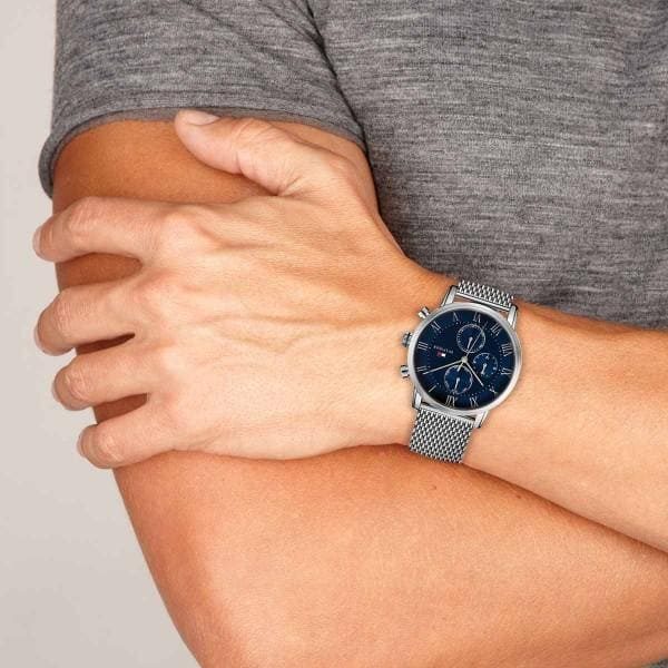 Montre homme Tommy Hilfiger réf. 1791398, mouvement quartz, boîtier 44 mm, acier inoxydable – vue principale, Horlova Maroc