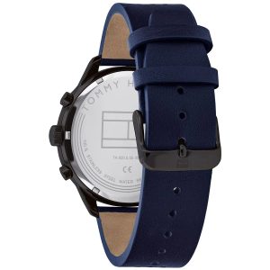 Montre homme Tommy Hilfiger 44 mm réf. 1791578, cadran gris, bracelet cuir – vue de trois-quarts