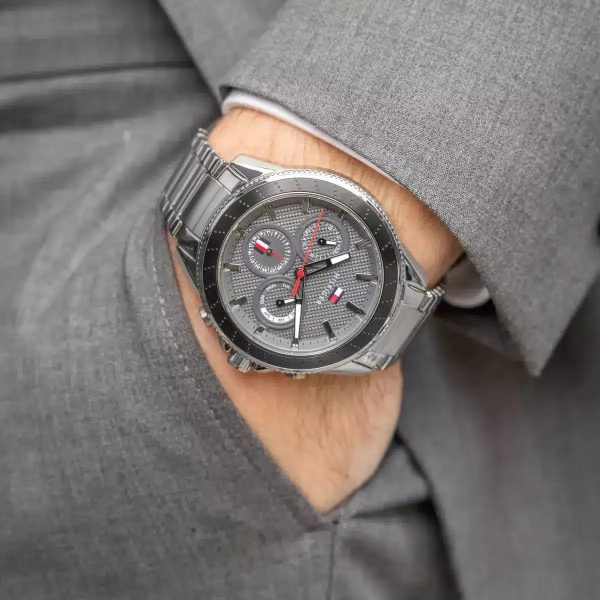 Montre homme Tommy Hilfiger réf. 1791857, chronographe quartz, boîtier 44 mm, acier inoxydable, étanche 50 m – vue principale, Horlova Maroc