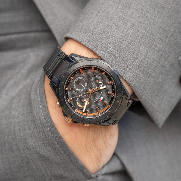 Montre homme Tommy Hilfiger réf. 1791858, mouvement quartz, boîtier 44 mm, acier inoxydable, verre minéral – vue principale, Horlova Maroc