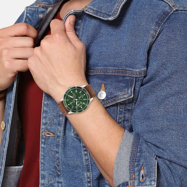 Montre homme Tommy Hilfiger réf. 1791948, chronographe quartz, boîtier 44 mm, cuir, étanche 50 m – vue principale, Horlova Maroc