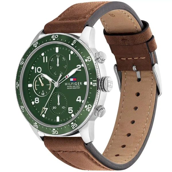 Montre homme Tommy Hilfiger réf. 1791948, chronographe quartz, boîtier 44 mm, cuir, étanche 50 m – deuxième vue