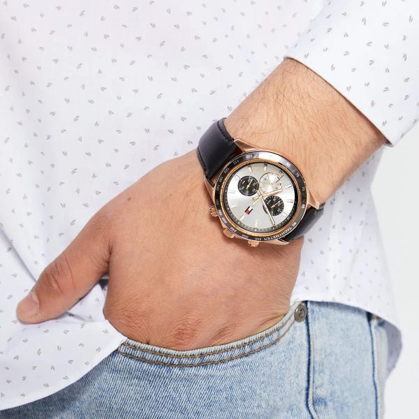 Montre homme Tommy Hilfiger réf. 1792016, mouvement quartz, boîtier 44 mm, cuir, étanche 50 m – vue principale, Horlova Maroc