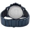 Montre homme Tommy Hilfiger 45 mm réf. 1791789, cadran bleu, bracelet acier, mouvement quartz – autre angle