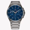 Montre homme Tommy Hilfiger 46 mm réf. 1687494, cadran bleu, bracelet acier – vue de face | Horlova Maroc