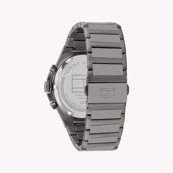 Montre homme Tommy Hilfiger 46 mm réf. 1687494, cadran bleu, bracelet acier, montre-bracelet Tommy Hilfiger – autre angle