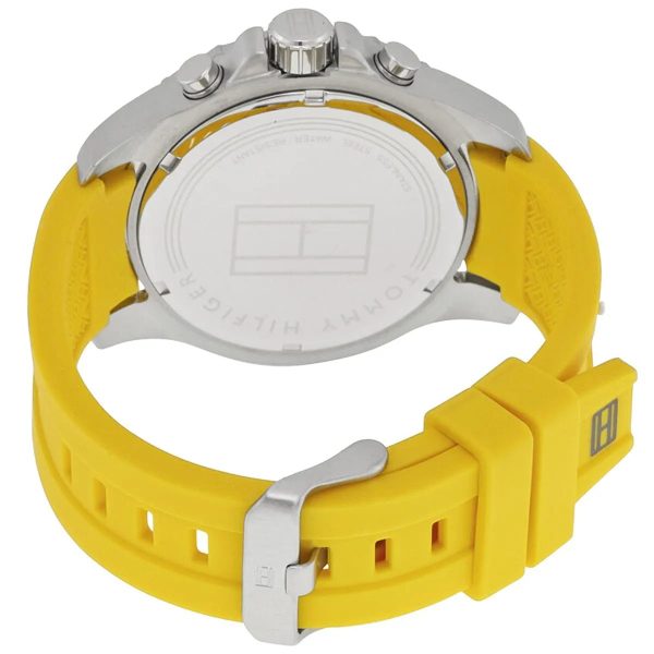 Montre homme Tommy Hilfiger 46 mm réf. 1791144, cadran gris, bracelet silicone – autre angle
