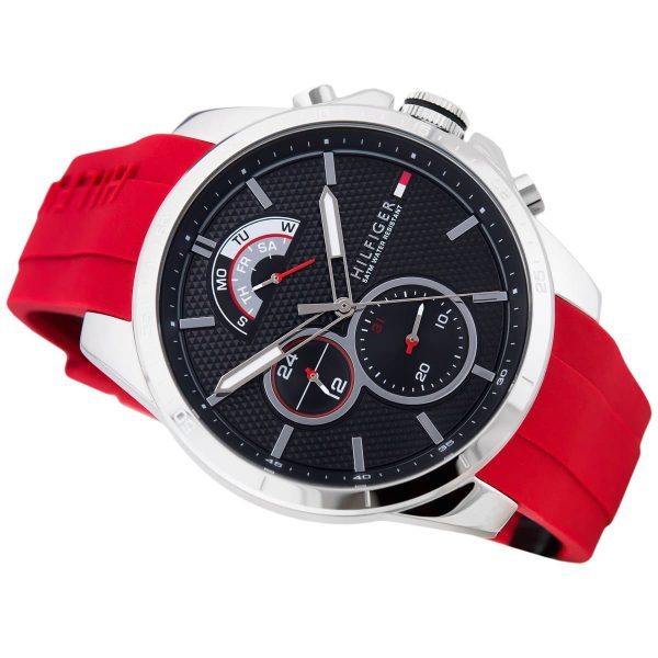 Montre homme Tommy Hilfiger réf. 1791351, chronographe quartz, boîtier 46 mm, acier inoxydable – vue principale, Horlova Maroc