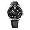 Montre homme Tommy Hilfiger 46 mm réf. 1791369, cadran noir, mouvement quartz – vue de face | Horlova Maroc