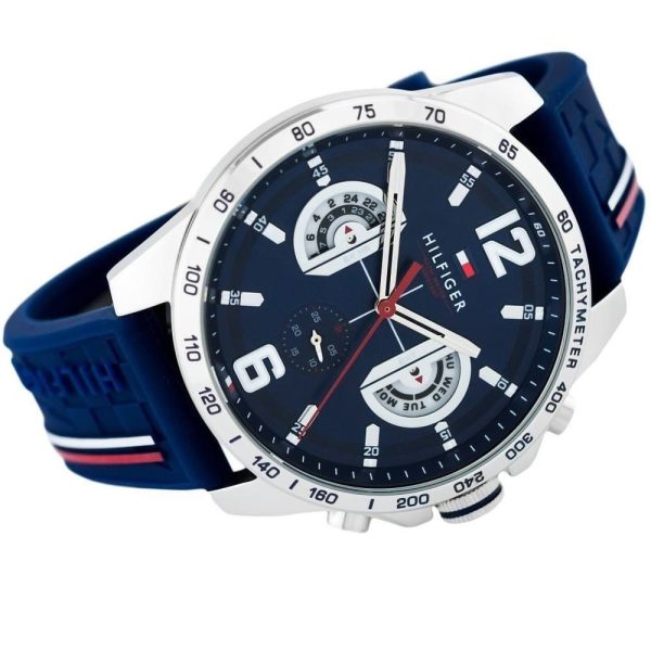 Montre homme Tommy Hilfiger réf. 1791476, mouvement quartz, boîtier 46 mm, silicone – troisième vue