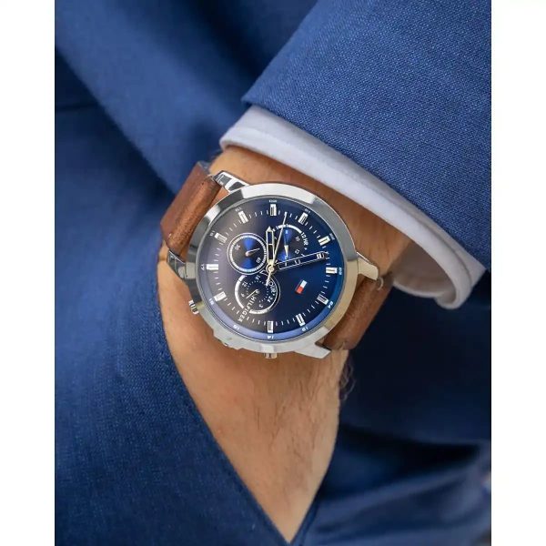 Montre homme Tommy Hilfiger réf. 1791797, mouvement quartz, boîtier 46 mm, cuir – vue principale, Horlova Maroc