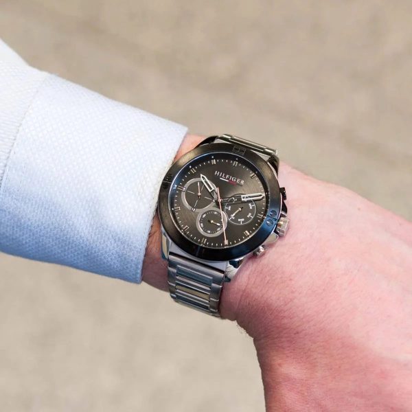 Montre homme Tommy Hilfiger réf. 1791890, mouvement quartz, boîtier 46 mm, acier inoxydable – vue principale, Horlova Maroc