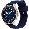 Montre homme Tommy Hilfiger 46 mm réf. 1791920, cadran bleu, bracelet silicone – autre angle