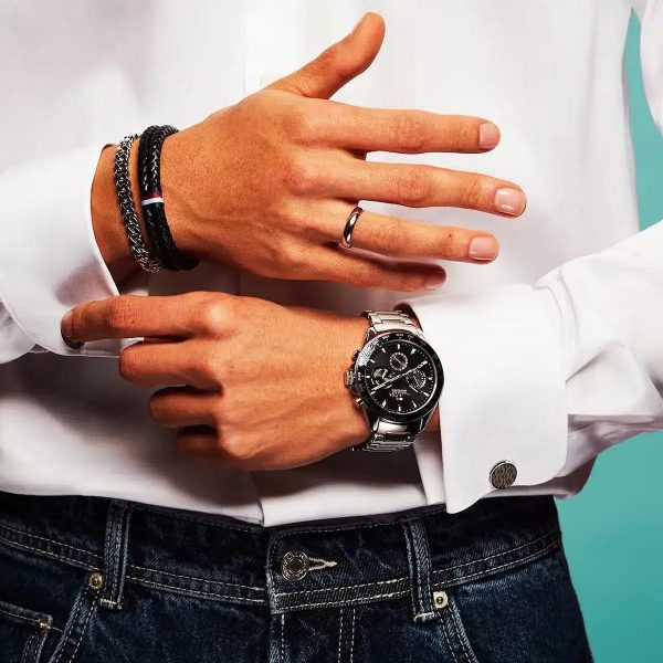 Montre homme Tommy Hilfiger réf. 1791967, chronographe quartz, boîtier 46 mm, acier inoxydable, étanche 50 m – deuxième vue