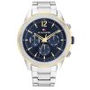 Montre homme Tommy Hilfiger 46 mm réf. 1792059, cadran bleu, mouvement quartz – vue de face | Horlova Maroc