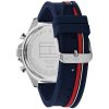 Montre homme Tommy Hilfiger 46 mm réf. 1792083, cadran bleu, bracelet silicone – autre angle