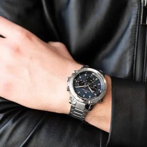 Montre homme Tommy Hilfiger réf. 1792104, chronographe quartz, boîtier 46 mm, acier inoxydable – vue principale, Horlova Maroc