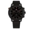 Montre homme Tommy Hilfiger Aiden 46 mm réf. 1792110, cadran noir, bracelet cuir, mouvement quartz – vue de face | Horlova Maroc
