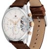 Montre homme Tommy Hilfiger Baker 43.5 mm réf. 1710450, cadran blanc, bracelet cuir – vue de trois-quarts