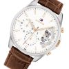 Montre homme Tommy Hilfiger Baker 43.5 mm réf. 1710450, cadran blanc, bracelet cuir – vue rapprochée