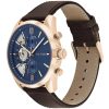 Montre homme Tommy Hilfiger Baker 44 mm réf. 1710645, cadran bleu, bracelet cuir – vue de trois-quarts