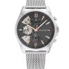 Montre homme Tommy Hilfiger Baker 44 mm réf. 1710646, cadran gris, bracelet acier, mouvement quartz – vue de face | Horlova Maroc
