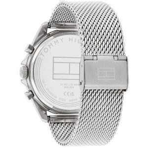 Montre homme Tommy Hilfiger Baker 44 mm réf. 1710646, cadran gris, bracelet acier – vue de trois-quarts