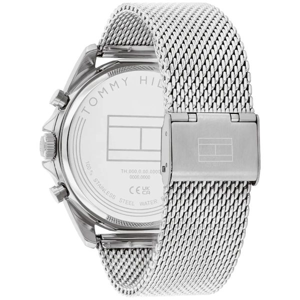 Montre homme Tommy Hilfiger Baker 44 mm réf. 1710646, cadran gris, bracelet acier – vue de trois-quarts