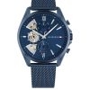 Montre homme Tommy Hilfiger Baker 44 mm réf. 1710648, cadran bleu, bracelet acier, mouvement quartz – vue de face | Horlova Maroc