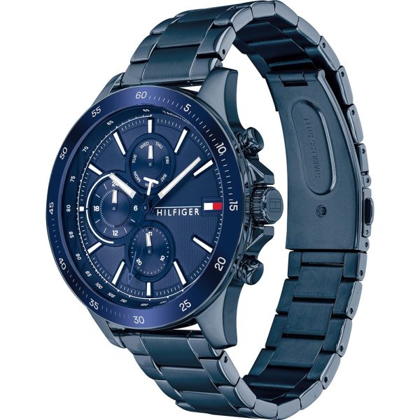 Montre homme Tommy Hilfiger Bank réf. 1791720, chronographe quartz, boîtier 46 mm, acier inoxydable – vue principale, Horlova Maroc