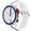 Montre homme Tommy Hilfiger Bank 46 mm réf. 1792167, cadran blanc, mouvement quartz chronographe – vue de trois-quarts