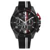 Montre homme Tommy Hilfiger Bank 46 mm réf. 1792168, cadran noir, bracelet silicone – vue de face | Horlova Maroc