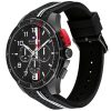 Montre homme Tommy Hilfiger Bank 46 mm réf. 1792168, cadran noir, bracelet silicone – vue rapprochée