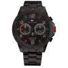 Montre homme Tommy Hilfiger Blaze 46 mm réf. 1792030, cadran noir, mouvement quartz – vue de face | Horlova Maroc