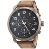 Montre homme Tommy Hilfiger Briggs 46 mm réf. 1791425, cadran noir, bracelet cuir – vue de trois-quarts