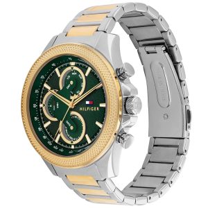 Montre homme Tommy Hilfiger Clark 46 mm réf. 1792079, cadran vert, mouvement quartz – vue de trois-quarts