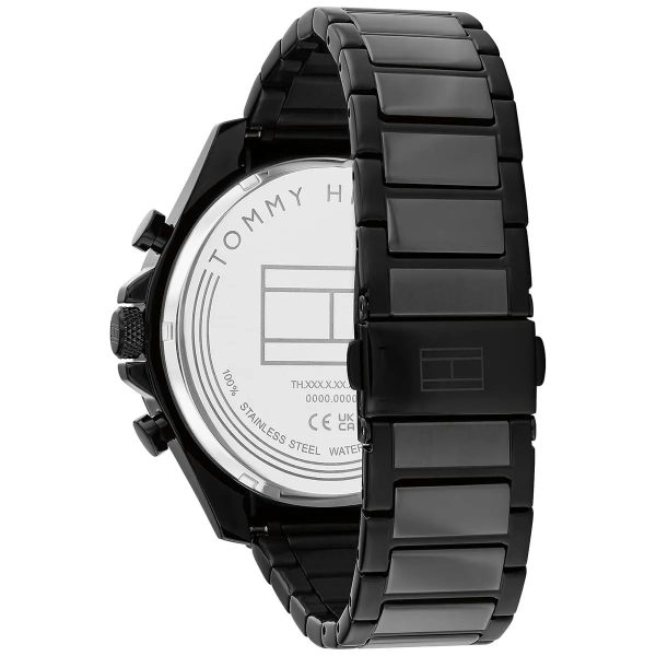 Montre homme Tommy Hilfiger Clark 46 mm réf. 1792081, cadran noir, mouvement quartz – autre angle
