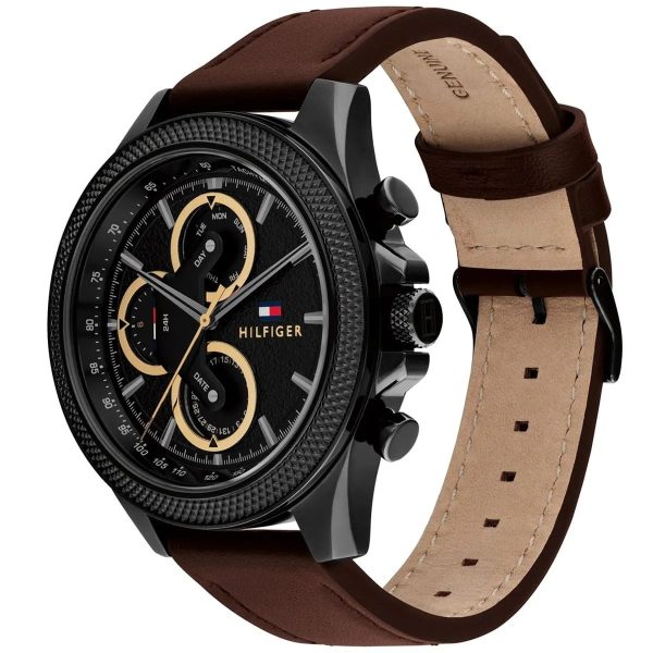 Montre homme Tommy Hilfiger Clark 46 mm réf. 1792164, cadran noir, mouvement quartz – autre angle