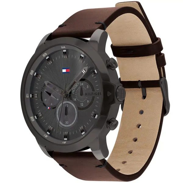 Montre homme Tommy Hilfiger Contemporain réf. 1791799, mouvement quartz, boîtier 46 mm, cuir – quatrième vue