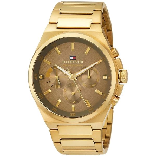 Montre homme Tommy Hilfiger Dexter 46 mm réf. 1792090, cadran marron – vue de trois-quarts