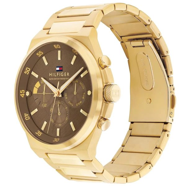 Montre homme Tommy Hilfiger Dexter 46 mm réf. 1792090, cadran marron, mouvement quartz – vue rapprochée