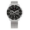 Montre homme Tommy Hilfiger Dual Time 43 mm réf. 1792092, cadran noir, mouvement quartz – vue de face | Horlova Maroc