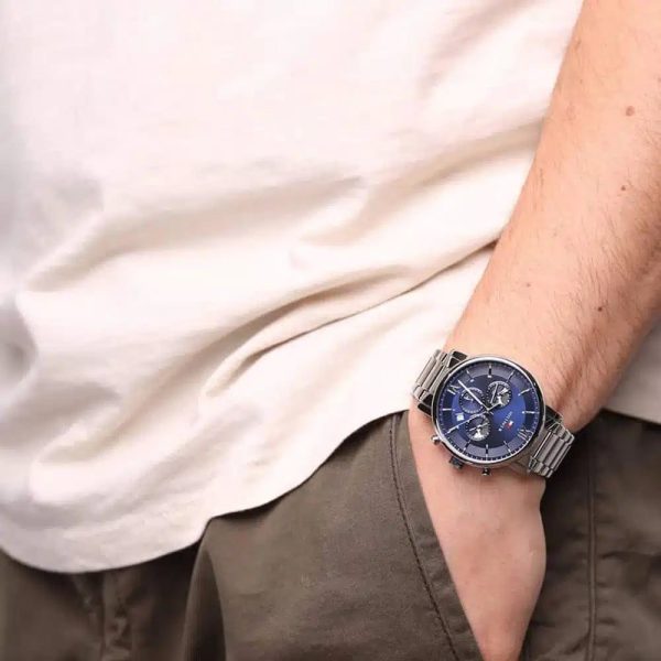 Montre homme Tommy Hilfiger Evan réf. 1710409, mouvement quartz, boîtier 44 mm, acier inoxydable – vue principale, Horlova Maroc