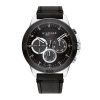 Montre homme Tommy Hilfiger Harley 46 mm réf. 1791894, cadran noir, bracelet cuir, mouvement quartz – vue de face | Horlova Maroc