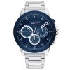 Montre homme Tommy Hilfiger Harley 46 mm réf. 1791932, cadran bleu, bracelet acier, mouvement quartz – vue de face | Horlova Maroc