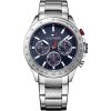 Montre homme Tommy Hilfiger Hudson 44 mm réf. 1791228, cadran bleu, bracelet acier – autre angle