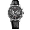 Montre homme Tommy Hilfiger Keagan 44 mm réf. 1791289, cadran gris, bracelet cuir, mouvement quartz – vue de face | Horlova Maroc