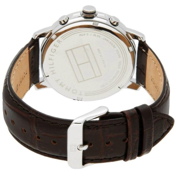 Montre homme Tommy Hilfiger Keagan 44 mm réf. 1791290, cadran bleu, bracelet cuir – autre angle