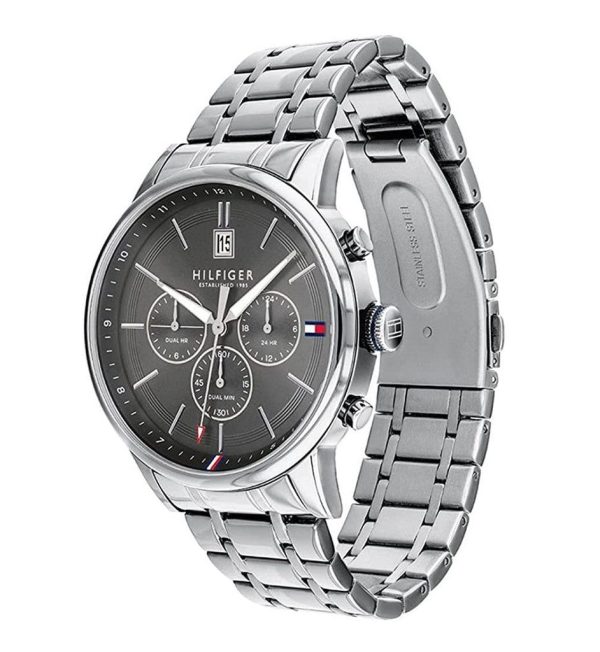 Montre homme Tommy Hilfiger Kyle Double Temps réf. 1791632, mouvement quartz, boîtier 44 mm, acier inoxydable – troisième vue