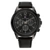 Montre homme Tommy Hilfiger Lars 46 mm réf. 1792062, cadran noir, mouvement quartz – vue de face | Horlova Maroc